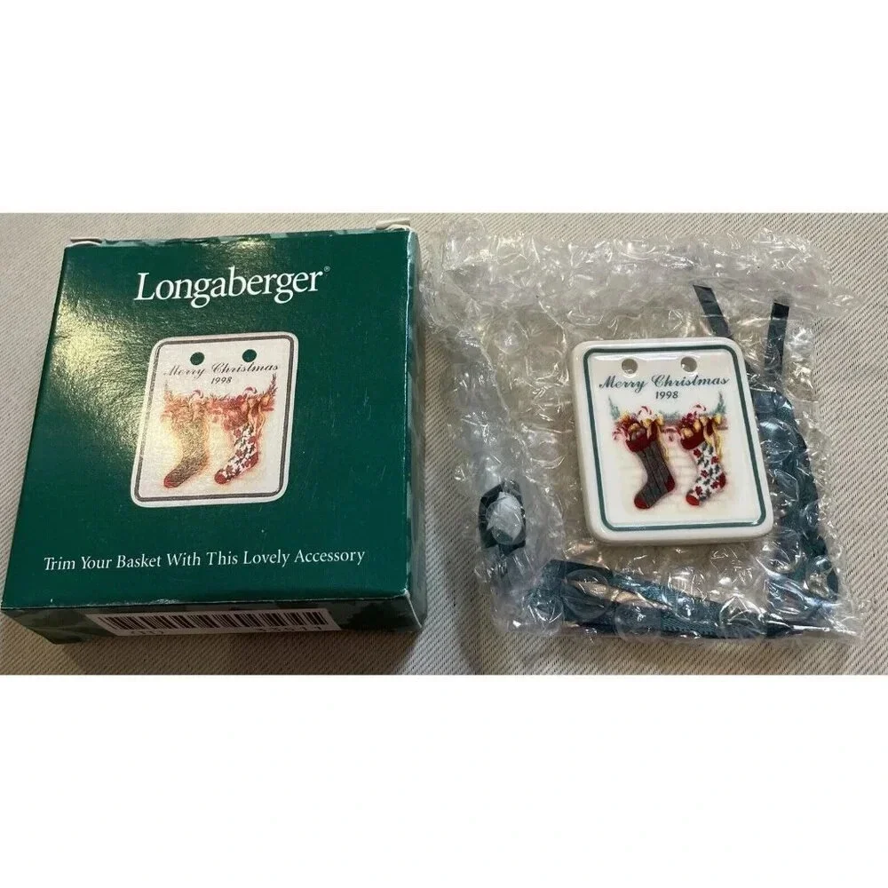 Longaberger Baskets 1998 Merry Christmas Tie On Accessory NEW Stockings